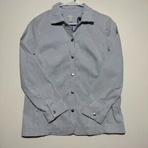 Chico's size 2 Stretch Seercucker Snap Front Jacket